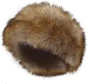 [Wedhapy] Fur Hat Fuzzy Hat Faux Thick Warm Brimless No Top Fur Headband with Elastic Fashion Ear Warmer Headband Washable Winter Fur Hats for Women Black