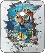 3D Cracked Hole Animal Tigers Underwater Toddler Hair Cutting Cape with Adjustable Snap Closure, Stylish Cape for Washing Hair bata para cortar Cabello 65" x 55"