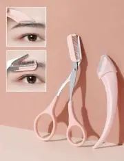 2Pcs Eyebrow Trimming Knife/blade Scissors Comb Set Eyebrow Tool Set Beauty