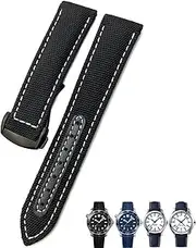 [FULNES] 19mm 20mm Woven Nylon Watch Strap Black Blue Deployment Buckle Leather Watch Bands For Omega AT150 AQUA TERRA Seamaster Tissot