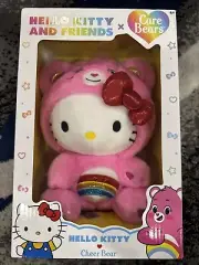Hello Kitty and Friends Care Bears Plush 10” Hello Kitty as Cheer Bear NWT