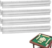 Mahjong Racks with Pushers,Mah Jongg Racks - Set of 4 Mah Jongg Tile Tray Acrylic for Family, Board Game Accessories