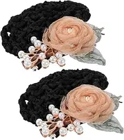 [Outanaya] Flower Hairnet Clip Hair Bun Hair Net Women Hairnets Flower Barrette Clip Decorative Covers