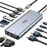 USB C Docking Station Dual Monitor,USB C Dock Dual Display 2 HDMI Adapter,14 in