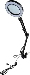 10X Magnifying Glass with Light, Adjustable Metal Swing Arm Magnifier Lamp with Clamp, Folding Dimmable Lighted Magnifier, 3 Color 10 Lighting Adjustment, for Reading, Soldering
