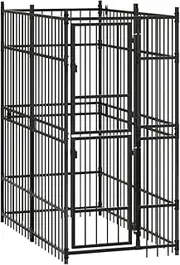 Outdoor Dog Kennel Steel 1.84 m² Large Pet Enclosure Safe Durable Weatherproof