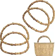 CHGCRAFT 4pcs Wooden D-Shaped Bamboo Bag Handle Replacements Handmade Bag Purse Making Handles for Bag Beach Bag Handbags Straw Bag Purse Handles Crafting, 4.72×5.91inch