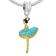 Ballerina in Blue Dress Charm European Bead Compatible for Most European Snake C