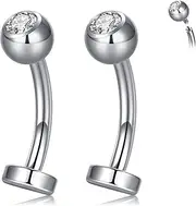 [Briana Williams] 14G Belly Ring 10mm Titanium Stainless Steel Flat Back Navel Jewelry Belly Button Piercing bar for Women Men