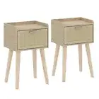 Nightstand Set of 2, Small Bedside Table, End Table with 2 Package Natural