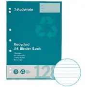 Studymate A4 70gsm 8mm Ruled Recycled Binder Book 128 Page