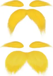 2 Pcs Yellow Lorax Mustache and Eyebrows, Fake Beard for Adults and Kids, Fac...