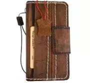 Genuine Leather Case for Iphone 14 13 16E 15 16 Pro Max Plus Wallet Magnet Sewin
