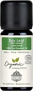 Aroma Tierra Organic Bay Leaf Essential Oil (Bay Laurel) - 100% Pure, Natural, Certfied Organic, Therapeutic Grade For Aromatherapy, Hair care, Wellness, Diffuser - 10ml