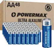 Powermax 48-Count AA Batteries, Ultra Long Lasting Alkaline Battery, 10-Year She