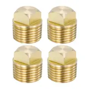 4 Pcs Boat Drain Plug 1/2 Inch NPT, Solid Brass Drain Plugs, Gold Tone
