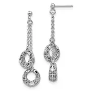 Sterling Silver Polished D/C Circle Dangle Earrings