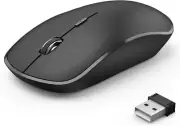 2.4G Wireless Slim Portable Mouse with Nano Receiver for Laptop and PC (Black)