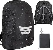 Rain Cover for Backpacks School Bags (15-25 L), Rain Cover for Backpacks with Reflective Strips, Non-Slip Cross Buckle, Perfect for Camping, Hiking and Outdoor Activities (Black)
