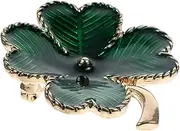 [VALICLUD] Shamrock Gold Plated Four Leaf Brooch Retro Lapel Pin St. Patricks Day Accessory (Green)