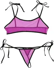 [GRRKDFQ] Women's Lingerie See Through Sheer Mesh Bra Top Thongs Underwear Set