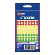 Avery Multi Dot Sticker 8mm - Pack of 10 - Color Coding Labels