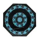 3'x3' Marble Dining Table Side Table Top Turquoise Floral inlay Hotel Decor