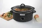 Brentwood SC-136BK 3.5-Quart Slow Cooker Black Diamond Pattern Cool Touch Handle
