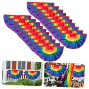 Pride Bunting Flag - 3 x1.5 Ft Rainbow Pleated Fan Flag Rainbow Bunting-20PCS