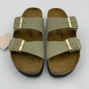 Birkenstock New w/ Box Arizona Pap Flex Platform Eucalyptus Nubuck Leather Reg