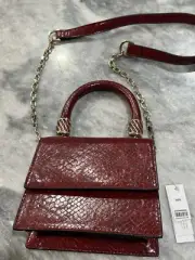 TopShop Mini Purse, Red with Gold Trim, Shoulder Strap and Hand Strap