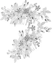 LOORGVEL 2pcs Rhinestone Wedding Hair Comb Sparkly Bridal Hair Accessories for Brides and Bridesmaids with Detail for Wedding Party