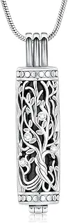 [VCCWYQK] Cremation Jewelry Tree of Life Urn Ashes Necklace for Women Men Cylinder Vial Cremation Ashes Pendant for Loved One Memorial Jewelry