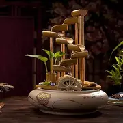 Japanese Garden Decoration,Indoor Outdoor Garden Sculpture Crafts,Creative Home Decor Ornaments,Ceramic Bamboo Water Fountain Decoratio30x37cm(A 30x37cm)