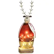 LVD Metal/MDF Royal Reindeer w/Lighted Star Christmas Holiday Decor 31cm Red