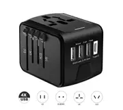 Universal Travel Adapter 4 USB 2.4A Charger with EU AU US UK AC Wall Plug Power