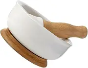 MAGICLULU Manual Grinding Bowl Set Ceramic Wood Perfect for DIY Seasoning Food Preparation