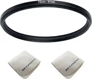 72mm Lens to 67mm Camera Lens Adapter 72mm to 67mm Step Down Ring Adapter Ring for All Brands of UV ND CPL, with Premium Lens Wiping Cloth 2 Pack (72mm-67mm)