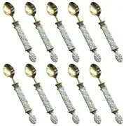10x LVD Brass Teaspoon Faro Handle Tableware Cutlery Utensils 16x3cm Gold/Mint