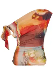 Jean Paul Gaultier Scarf Printed One-shoulder Tulle top - Multicoloured - L L