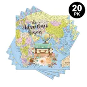Let the Adventure Begin Travel around World Theme Luncheon Napkins 20PK - Kids Birthday Party Tableware