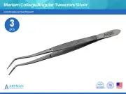 Meriam College Angular Tweezers with Serrated Tip Set of 3 Silver ARTMAN