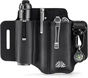 VIPERADE PJ29 Multitool Leather Sheath for Belt, EDC Pocket Organizer for Men With Pen Holder, Key Fob (Black)