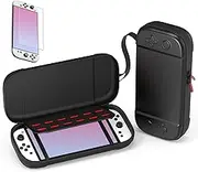 Carrying Case for Switch 2, Portable Travel Carry Case for Switch 2 with Screen Protector, Protective Hard Shell Accessories Kit for Switch with 12 Game Cartridges (Black)
