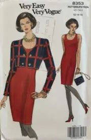 Very Easy Very Vogue 8353 Sewing Pattern Sizes 12-14-16 Dress and Jacket