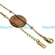 GENUINE 18K Gold Filled Hypo-allergenic 1 mm Thin Snake Chain Beads Necklace A5E