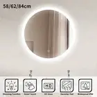 Round Bathroom LED Illuminated Mirror Touch Switch Large Wall Mirror 58/62/84cm