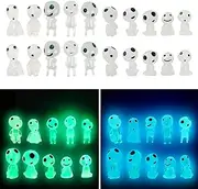 KIMOBER 20PCS Mini Glow in Dark Tree Elves,Luminous Resin Ghost Micro Miniature Tiny Alien Figures for Garden Moss Landscape Aquarium Dollhouse Decoration DIY Terrarium Crafts