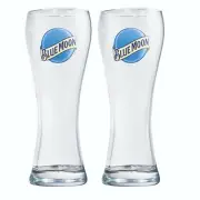 Blue Moon 2 Wheat Beer Glasses Huge 650/425ml BNWOT CANADA MAN CAVE