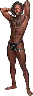 [Male Power] 550-266 Leather Scorpio Thongs Black, Black, Black, Only Size